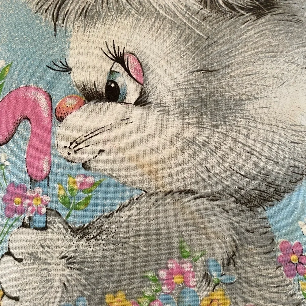Vintage 1991 Handmade Ruffled Laced Puppy Kitten Calendar Tea Towels Pillow Home